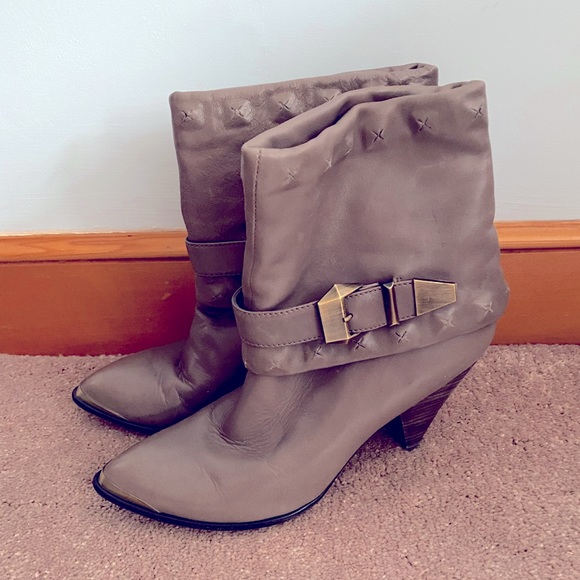 B. Makowsky Taupe studded booties - Picture 1 of 8